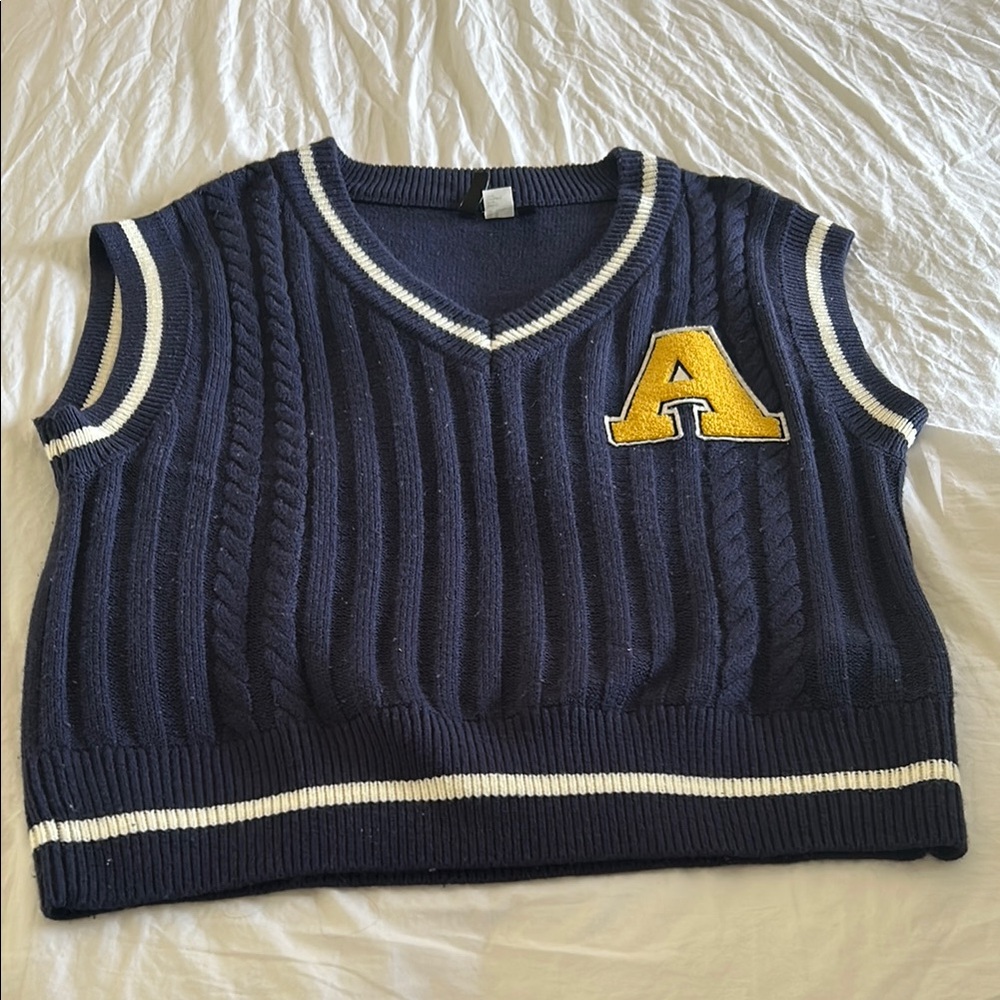 H&M Blue and Yellow V-Neck Jacket